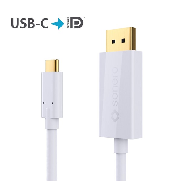 Sonero XUCC021-015 kabel USB-C na DisplayPort 1.3 4K@60Hz 18Gbps biały 1,5m