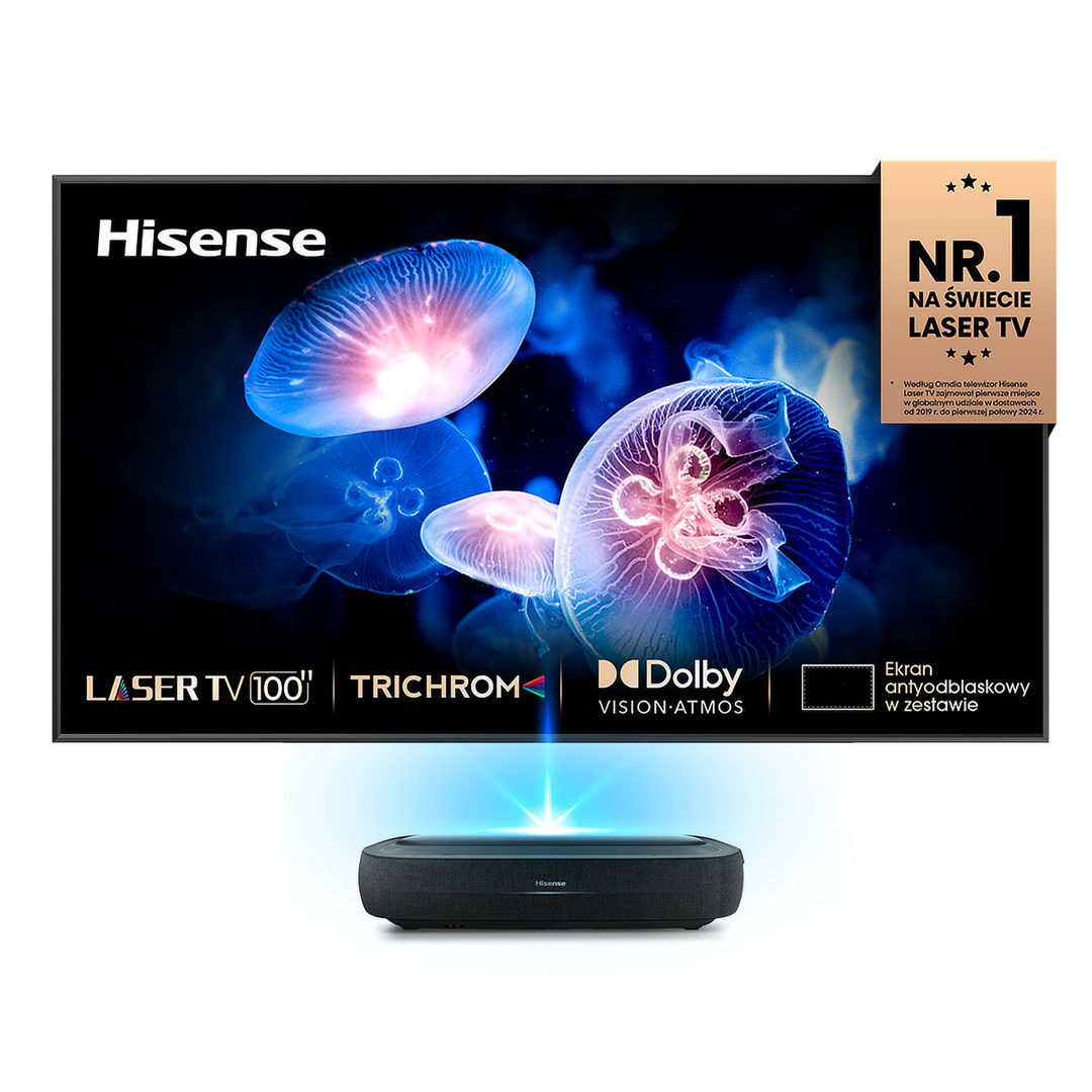 Hisense 100L9HD 4K Smart Laser TV projektor z ekranem ramowym ALR o przekątnej 100''