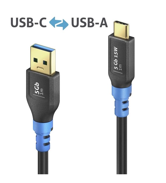 Purelink FlexInstall FIU320-003 elastyczny kabel USB 3.2 (Gen1x1) USB-C/USB-A 3A/5V/15W 5Gbps 0,3m