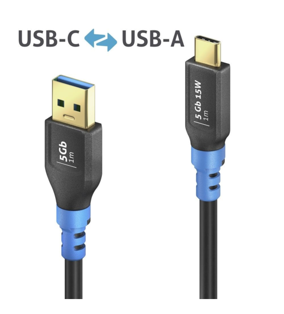 Purelink FlexInstall FIU320-010 elastyczny kabel USB 3.2 (Gen1x1) USB-C/USB-A 3A/5V/15W 5Gbps 1,0m