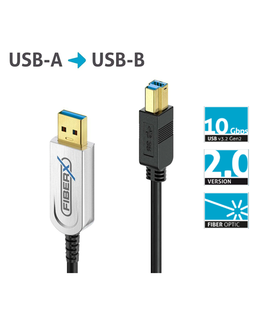 PureLink FiberX FXI645-003 kabel światłowodowy USB 3.2 (Gen 2x1) USB-A USB-B 10Gbps 3,0m