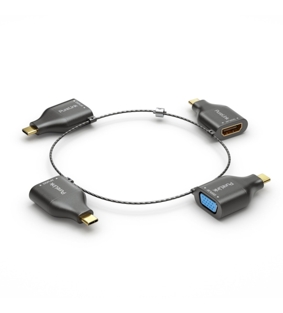 PureLink IQ-AR300 pierścień z adapterami 4 w 1 - DP/mini DP na USB-C (4K60), HDMI na USB-C (4K30), VGA na USB-C (1080p)