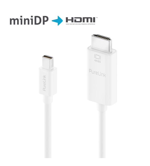 PureLink iSeries IS2100-020 aktywny kabel mini DisplayPort/HDMI 4K 18Gbps 2,0m biały