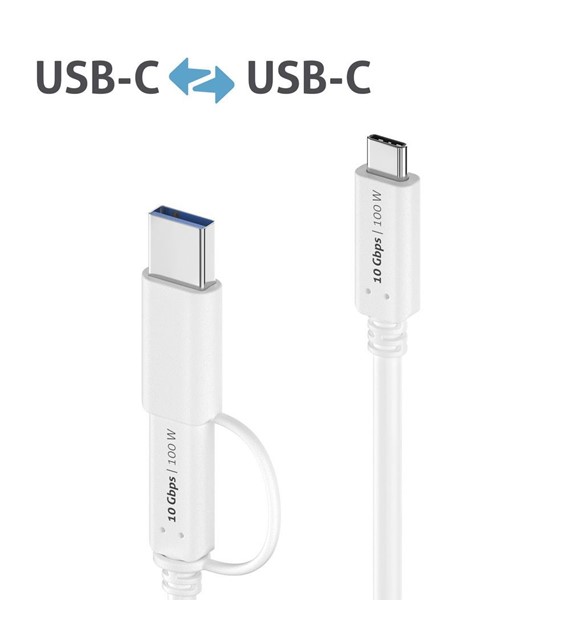 PureLink iSeries IS2512-010 kabel USB 3.2 Gen2x1 USB-C/USB-C z adapterem USB-A 10Gbps 100W 4k@60Hz 1,0m biały