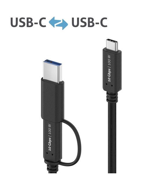 PureLink iSeries IS2513-005 kabel USB 3.2 Gen2x1 USB-C/USB-C z adapterem USB-A 10Gbps 100W 4k@60Hz 0,5m czarny