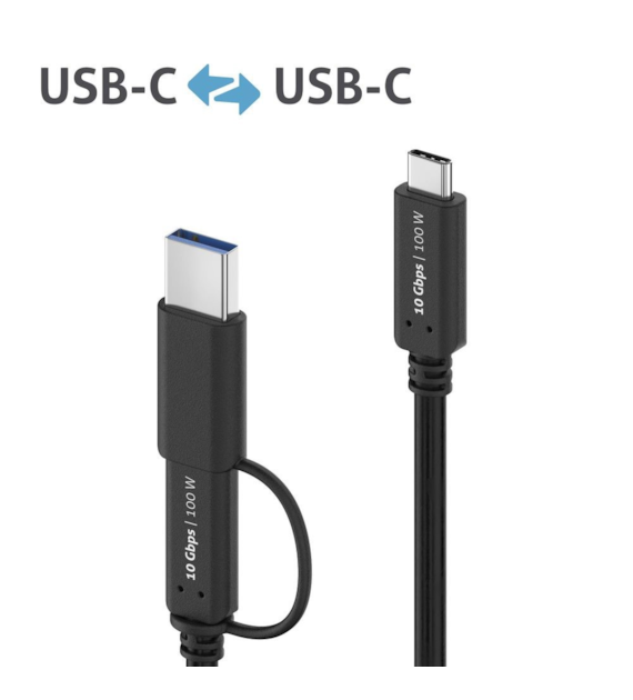 PureLink iSeries IS2513-010 kabel USB 3.2 Gen2x1 USB-C/USB-C z adapterem USB-A 10Gbps 100W 4k@60Hz 1,0m czarny