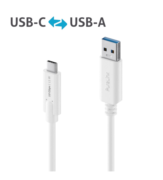 PureLink iSeries IS2610-005 kabel USB-C/USB-A 3.1(Gen 2) 10Gbps 0,5m biały