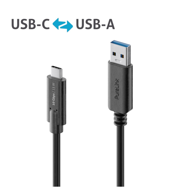PureLink iSeries IS2611-005 kabel USB-C/USB-A 3.1(Gen 2) 10Gbps 0,5m czarny