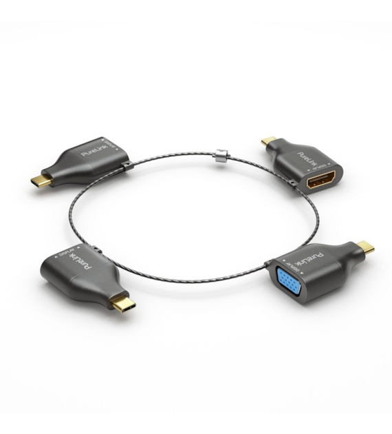 PureLink IQ-AR300 pierścień z adapterami 4 w 1 - DP/mini DP na USB-C (4K60), HDMI na USB-C (4K30), VGA na USB-C (1080p)