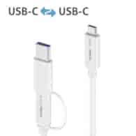 PureLink iSeries IS2512-010 kabel USB 3.2 Gen2x1 USB-C/USB-C z adapterem USB-A 10Gbps 100W 4k@60Hz 1,0m biały