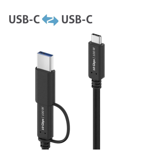 PureLink iSeries IS2513-005 kabel USB 3.2 Gen2x1 USB-C/USB-C z adapterem USB-A 10Gbps 100W 4k@60Hz 0,5m czarny