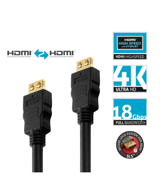 PureLink PureInstall PI1000-005 kabel HDMI 4K/UHD HDR 18Gbps 0,5m czarny