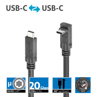 PureLink Purelnstall MicroX4 PI6610-015 mikro-koaksjalny kabel USB-C / USB-C 90° USB4 Gen2x2 20Gbps 240W E-marker Alt-mode 1,5m