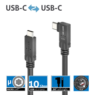 PureLink Purelnstall MicroX4 PI6620-040 mikro-koaksjalny kabel USB-C / USB-C 90° (lewo/prawo) USB 3.2 Gen1x2 10Gbps 100W E-marker Alt-mode 4,0m