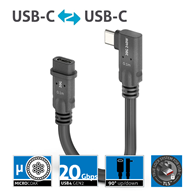 PureLink Purelnstall MicroX4 PIA620 mikro-koaksjalny adapter USB-C / USB-C 90° (lewo/prawo) USB4 Gen2x2 20Gbps 240W E-marker Alt-mode 0,1m