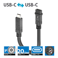 PureLink Purelnstall MicroX4 PIA630 mikro-koaksjalny adapter USB-C (męsko/żeński) USB4 Gen2x2 20Gbps 240W E-marker 0,1m