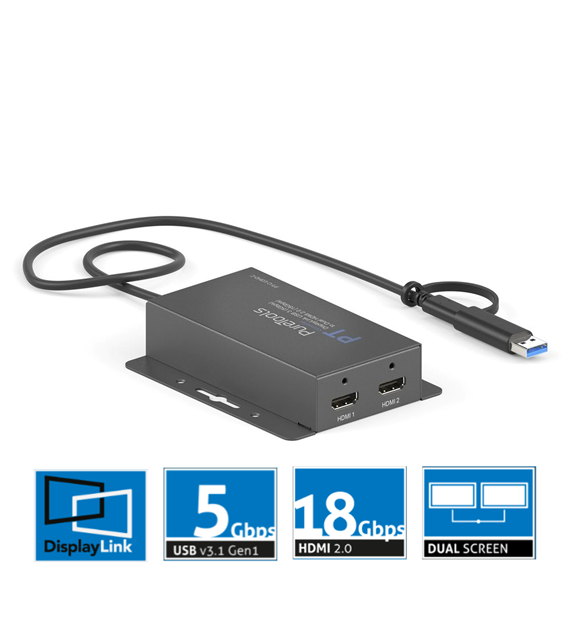 PureLink PureTools PT-C-U3HD-DL Konwerter USB 3.2 Gen1 DisplayLink z obsługą dwóch ekranów 4K 60Hz (HDMI)