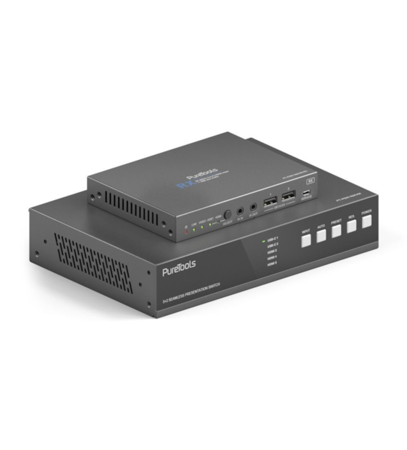 PureLink PureTools PT-PSW-52KVM zestaw przełączników prezentacyjnych i ekstenderów KVM HDBaseT 3.0 z obsługą Dante