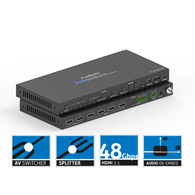 PureLink PureTools PT-SP-HD24-48G rozdzielacz 2x4 ze skalerem de-embedding audio HDMI 2.1 EDID 8K/HDR 48Gbps