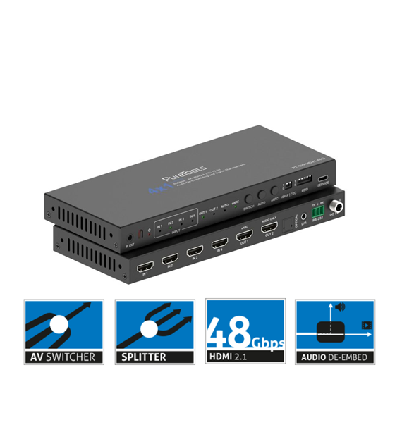 PureLink PureTools PT-SW-HD41-48G przełącznik HDMI 2.1 4x1 4K 18Gbps z TMDS Auto Sense i eARC