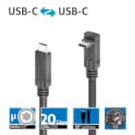 PureLink Purelnstall MicroX4 PI6610-030 mikro-koaksjalny kabel USB-C / USB-C 90° USB4 Gen2x2 20Gbps 240W E-marker Alt-mode 3,0m