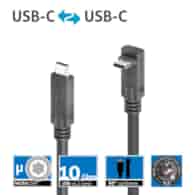 PureLink Purelnstall MicroX4 PI6610-040 mikro-koaksjalny kabel USB-C / USB-C 90° USB 3.2 Gen1x2 10Gbps 100W E-marker Alt-mode 4,0m