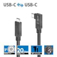 PureLink Purelnstall MicroX4 PI6620-030 mikro-koaksjalny kabel USB-C / USB-C 90° (lewo/prawo) USB4 Gen2x2 20Gbps 240W E-marker Alt-mode 3,0m