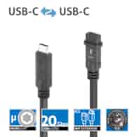 PureLink Purelnstall MicroX4 PI6630-030 mikro-koaksjalny kabel przedłużający USB-C (męski/żeński) USB4 Gen2x2 20Gbps 100W E-marker Alt-mode 3,0m