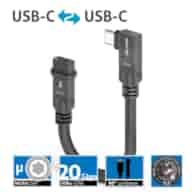 PureLink Purelnstall MicroX4 PIA620 mikro-koaksjalny adapter USB-C / USB-C 90° (lewo/prawo) USB4 Gen2x2 20Gbps 240W E-marker Alt-mode 0,1m