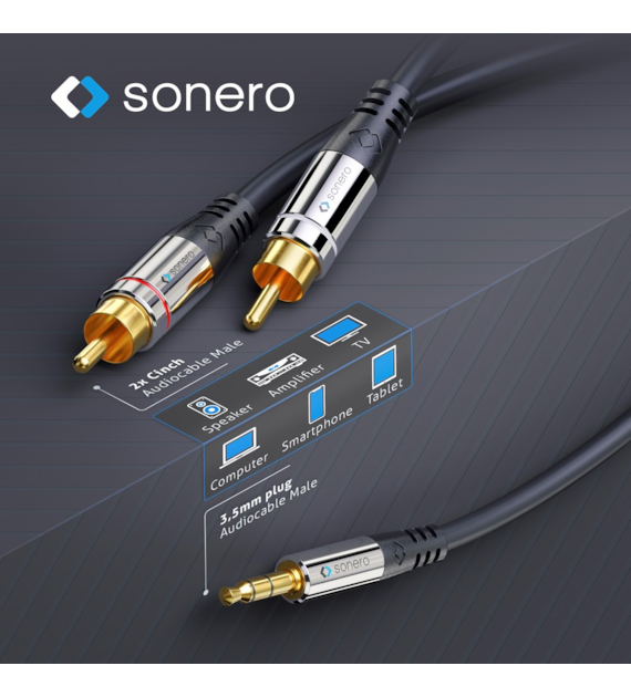 Sonero SAC600-100 przewód jack 3,5 mm na 2 x RCA 10,0m