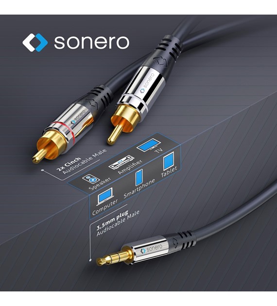 Sonero SAC600-150 przewód jack 3,5 mm na 2 x RCA 15,0m