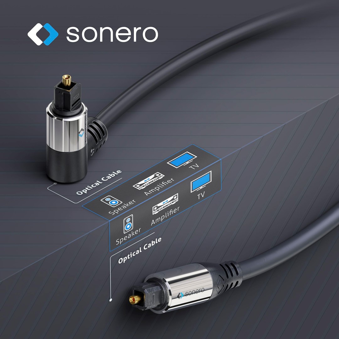 Sonero SOC110-050 kabel optyczny audio S/PDIF (Toslink) ze złączem kątowym 5,0m