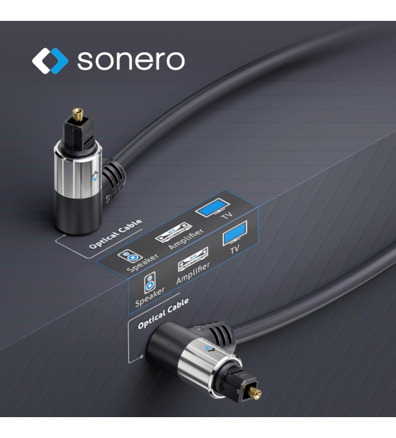 Sonero SOC120-150 kabel optyczny audio S/PDIF (Toslink) ze złączami kątowymi 15,0m