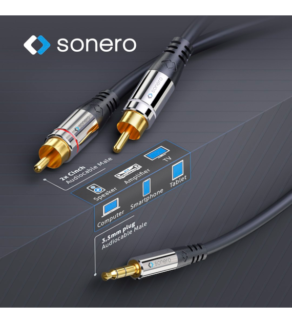 Sonero SAC600-020 przewód jack 3,5 mm na 2 x RCA 2,0m