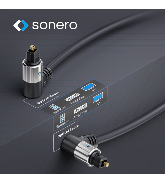 Sonero SOC120-150 kabel optyczny audio S/PDIF (Toslink) ze złączami kątowymi 15,0m