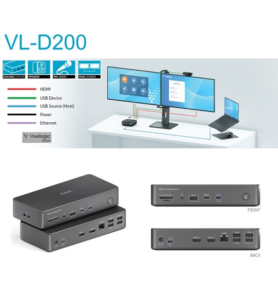 PureLink Vuelogic VL-D200 stacja dokująca USB-C z głośnikiem 10 w 1