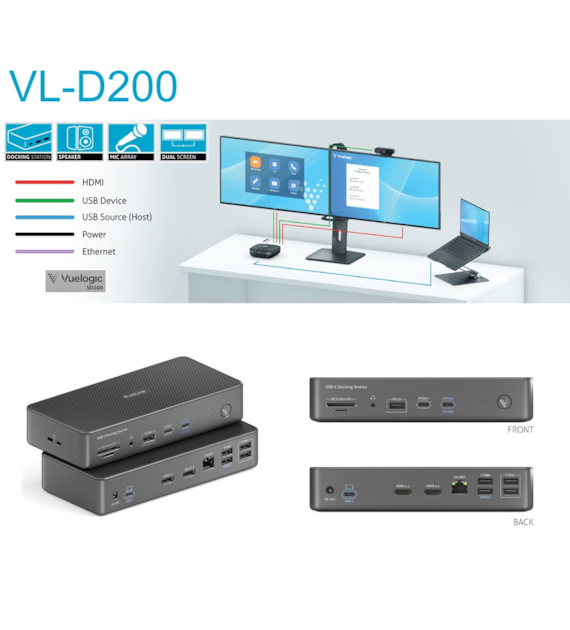 Vuelogic VL-D200 stacja dokująca USB-C 14-w-1 z HDMI 2.1 8K30
