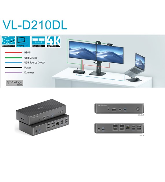 Vuelogic VL-D210DL stacja dokująca USB-C z technologią DisplayLink 14 w 1