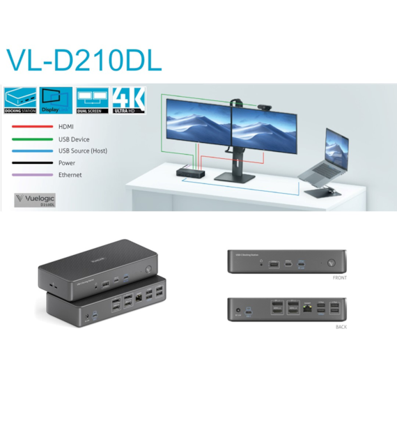 Vuelogic VL-D210DL stacja dokująca USB-C z technologią DisplayLink 14 w 1