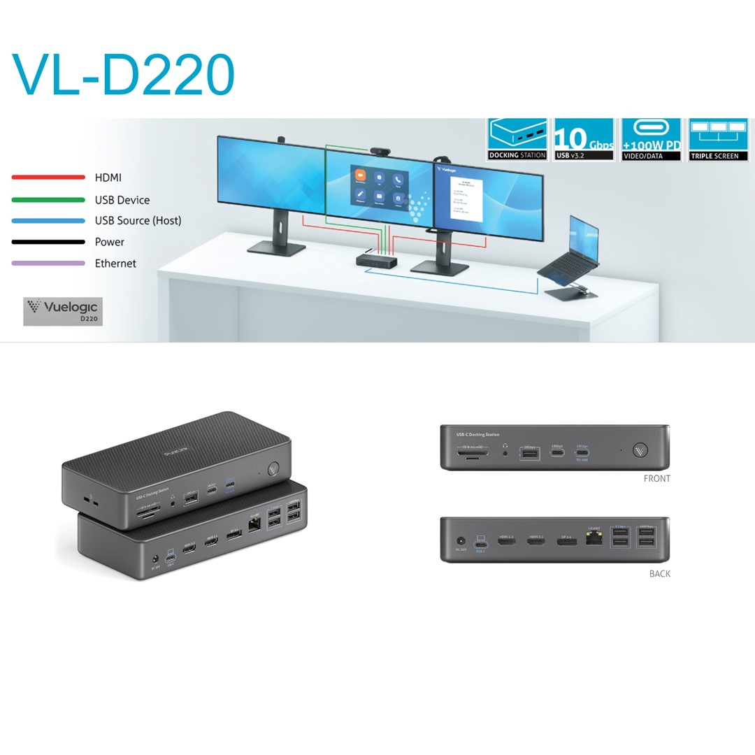 Vuelogic VL-D220 stacja dokująca USB-C 3.2 15 w 1