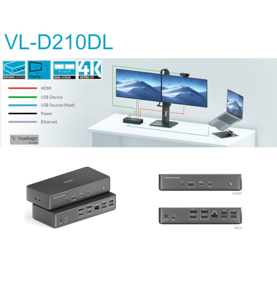 Vuelogic VL-D210DL stacja dokująca USB-C z technologią DisplayLink 14 w 1