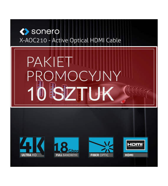 PureLink Sonero XAOC210-150 pakiet 10 sztuk kabel światłowodowy High Speed HDMI 4K 18Gbps 15,0m