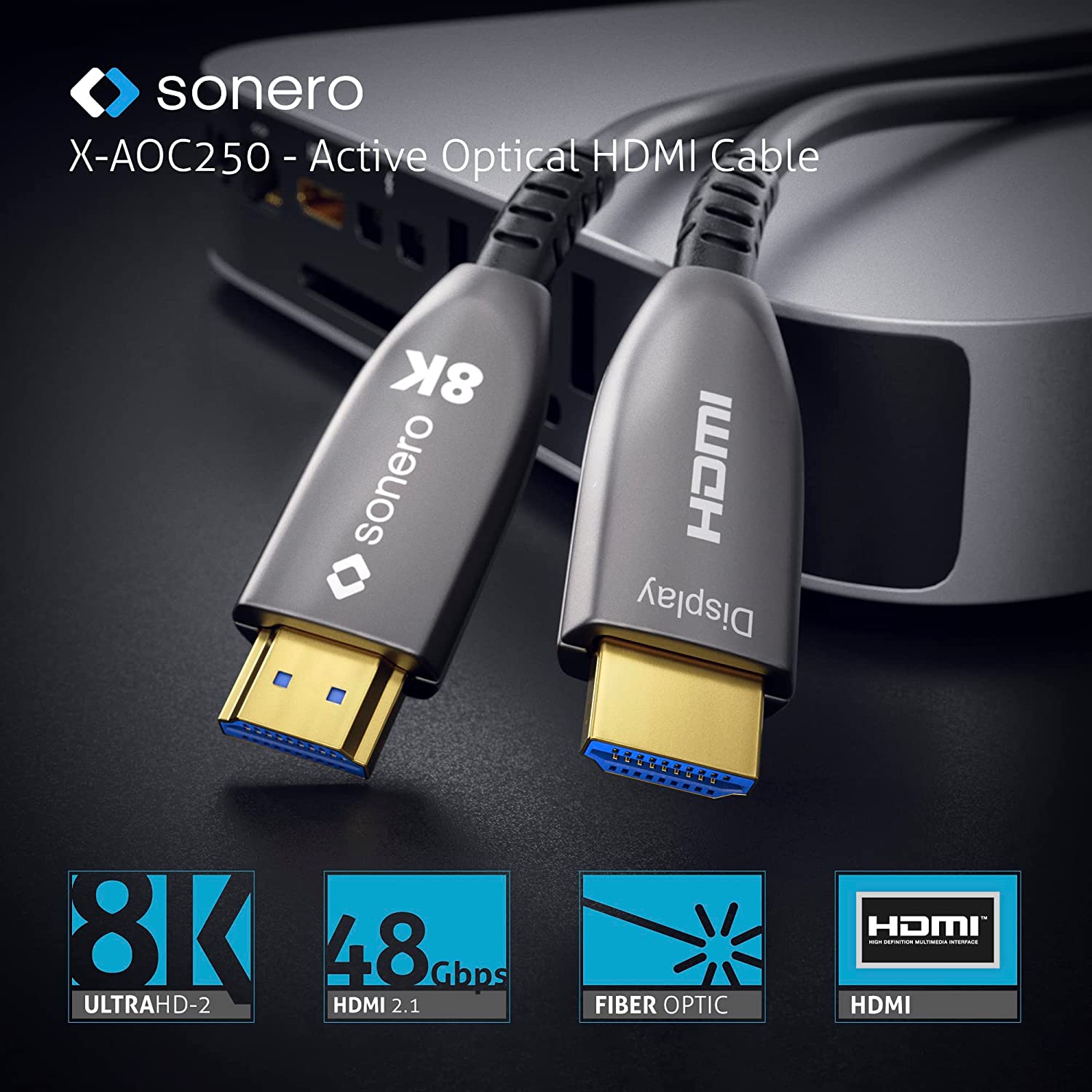 Sonero XAOC250-150 kabel światłowodowy Hybrid HDMI 2.1 8K 48Gbps 15,0m