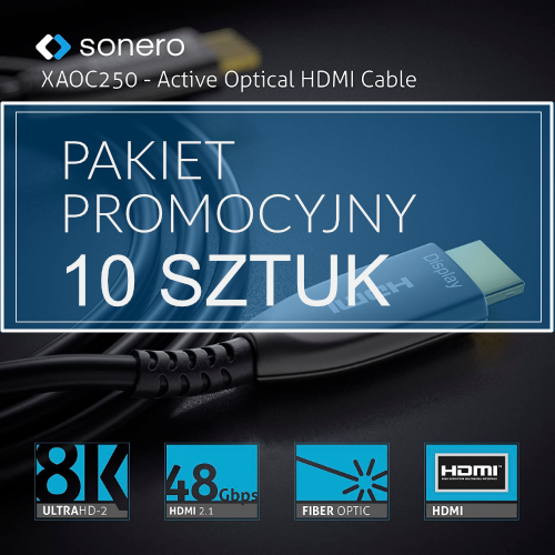 Sonero XAOC250-150 pakiet 10 sztuk kabel światłowodowy Hybrid HDMI 2.1 8K 48Gbps 15,0m