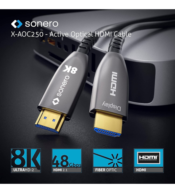 Sonero XAOC250-250 kabel światłowodowy Hybrid HDMI 2.1 8K 48Gbps 25,0m
