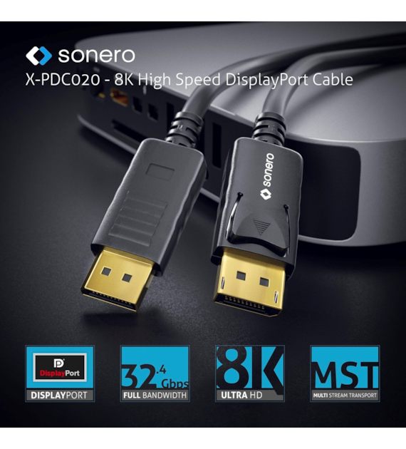 Sonero XPDC020-030 High Speed kabel DisplayPort 8K 32,4Gbps 3,0m