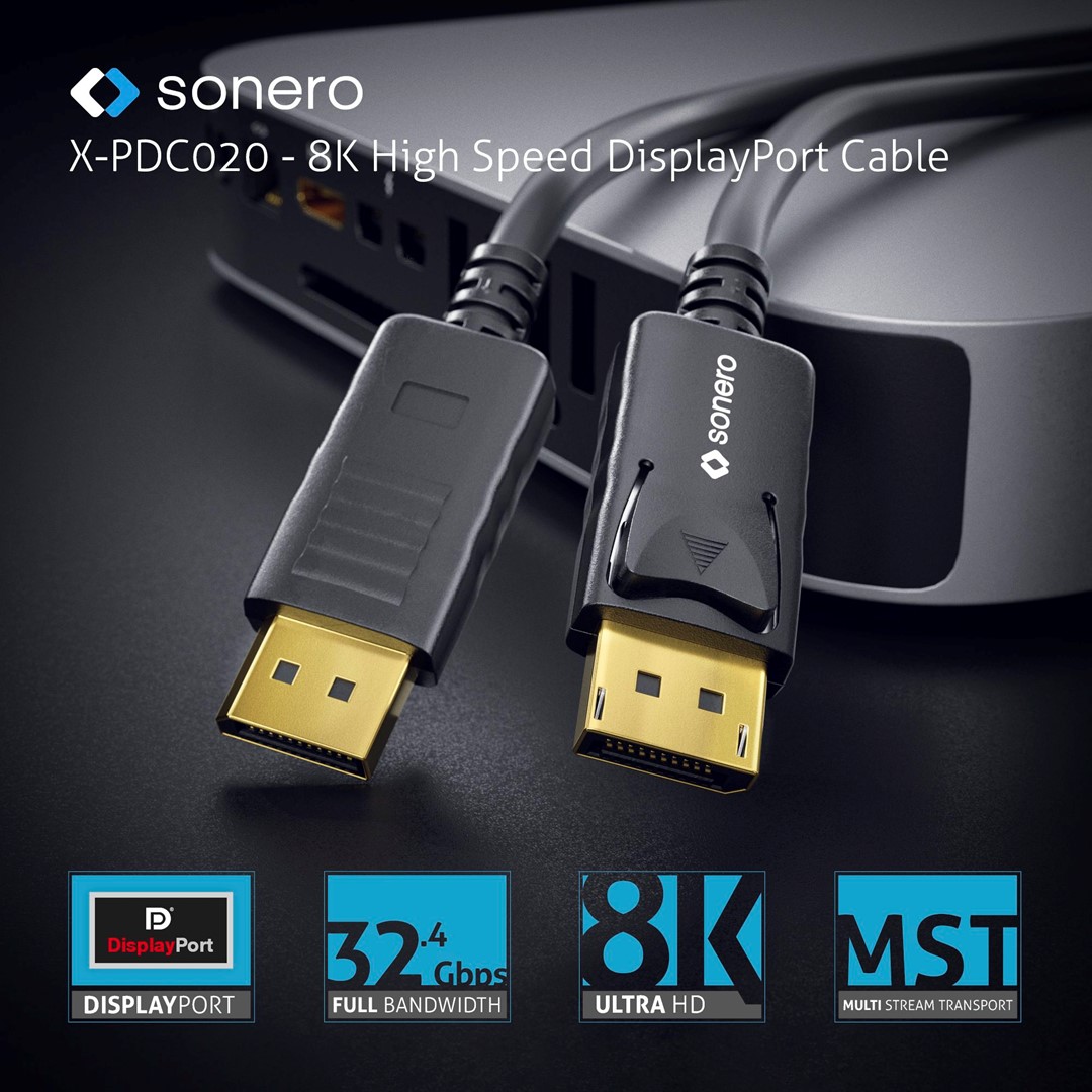 Sonero XPDC020-050 High Speed kabel DisplayPort 8K 32,4Gbps 5,0m