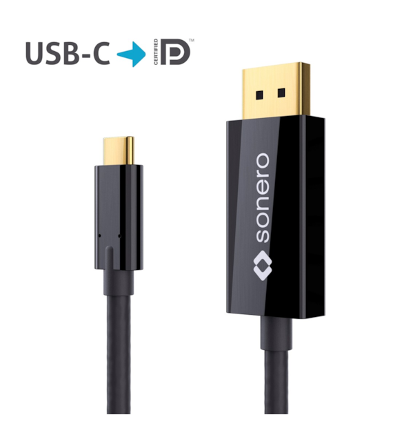 Sonero XUCC020-010 kabel USB-C/DisplayPort 1.3 4K@60Hz czarny 1,0m