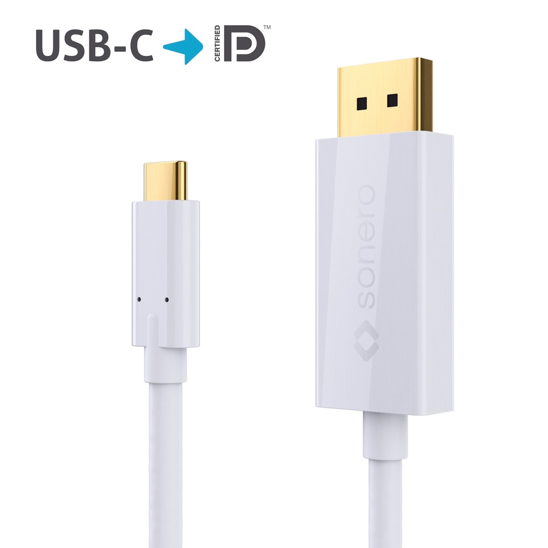 PureLink Sonero XUCC021-010 kabel USB-C na DisplayPort 1.3 4K@60Hz 18Gbps biały 1,0m