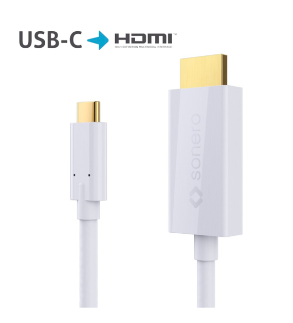 Sonero XUCC011-020 kabel USB-C/HDMI 18Gbps biały 2,0m